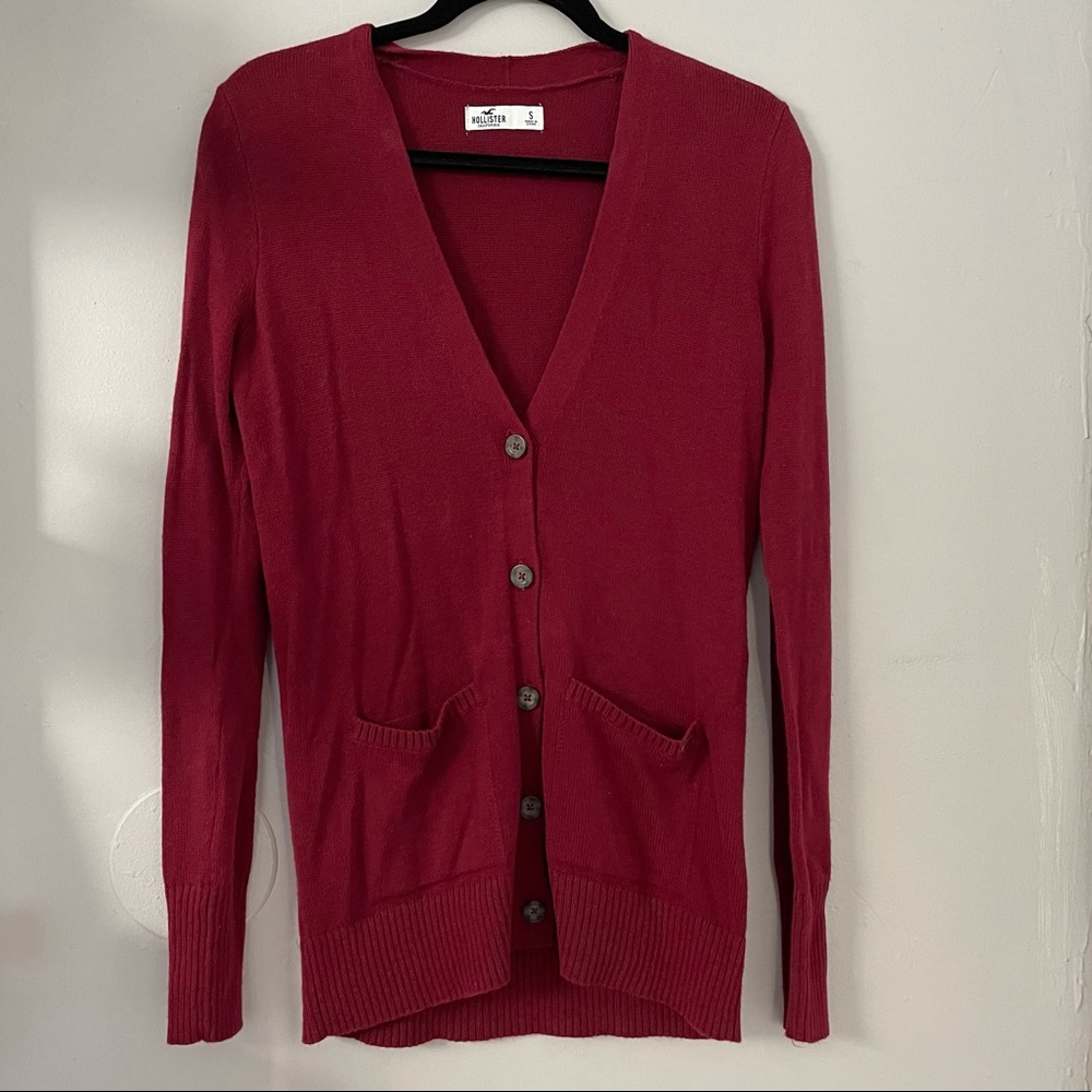 Hollister burgundy cardigan